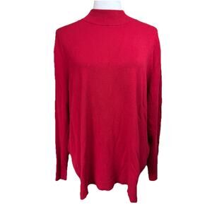 Chico's 4 XXL/20 Red Sweater Pullon Long Sleeves Mock Neck Lightweight Soft